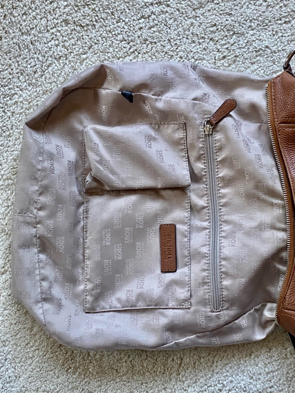 Michael Kors Caramel Pebbled Leather Large Hobo Bag With Tassel - Picture 9 of 14